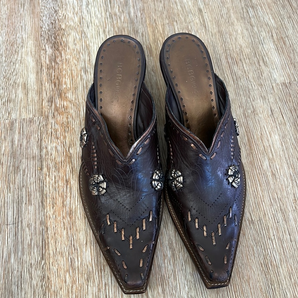 BCBGirls cowboy mules with ornamentation